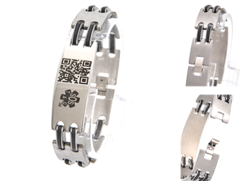 sos armband rvs plaat en kunststof link (122)